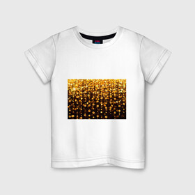 Детская футболка хлопок с принтом ЗОЛОТЫЕ БЛЕСТКИ в Белгороде, 100% хлопок | круглый вырез горловины, полуприлегающий силуэт, длина до линии бедер | Тематика изображения на принте: gold | pattern | rain | блестки | блестящий | дождь | звезды | золото | красиво | новый год | праздник | снежинки | текстуры