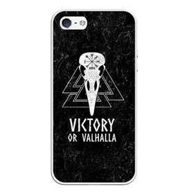 Чехол для iPhone 5/5S матовый с принтом Victory or Valhalla в Белгороде, Силикон | Область печати: задняя сторона чехла, без боковых панелей | вальхалла | викинг | ворон | символ | скандинавия | череп | язычество