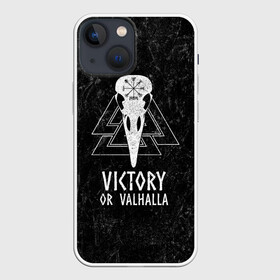Чехол для iPhone 13 mini с принтом Victory or Valhalla в Белгороде,  |  | вальхалла | викинг | ворон | символ | скандинавия | череп | язычество