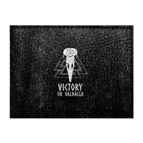 Обложка для студенческого билета с принтом Victory or Valhalla в Белгороде, натуральная кожа | Размер: 11*8 см; Печать на всей внешней стороне | вальхалла | викинг | ворон | символ | скандинавия | череп | язычество