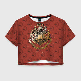 Женская футболка Crop-top 3D с принтом Hogwarts в Белгороде, 100% полиэстер | круглая горловина, длина футболки до линии талии, рукава с отворотами | gryffindor | harry potter | hermione jean granger | hogwarts | hufflepuff | ravenclaw | ron weasley | slytherin | warner bros | ворнер | гарри поттер | гермиона джин грейнджер | гриффиндор | когтевран | пуффендуй | рон уизли | слизарен | слизерин