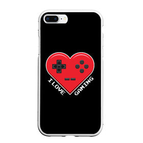 Чехол для iPhone 7Plus/8 Plus матовый с принтом I Love Gaming в Белгороде, Силикон | Область печати: задняя сторона чехла, без боковых панелей | 8бит | люблю видеоигры | ретро | сердце