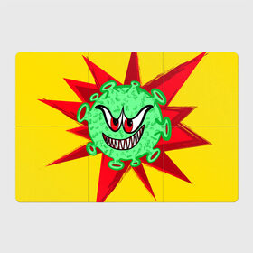 Магнитный плакат 3Х2 с принтом Вирус в Белгороде, Полимерный материал с магнитным слоем | 6 деталей размером 9*9 см | covid 19 | валюты | вирус | звезда | зеленый | злой | зубы | корона | коронавирус | монстр