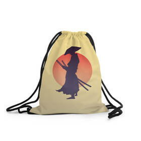 Рюкзак-мешок 3D с принтом Ронин в Белгороде, 100% полиэстер | плотность ткани — 200 г/м2, размер — 35 х 45 см; лямки — толстые шнурки, застежка на шнуровке, без карманов и подкладки | bushido | japan | japanes | katana | ronin | samurai | sword | бусидо | воин | восходящее солнце | катана | кимоно | меч | мечник | рассвет | ронин | самурай | самурайский | силуэт | силуэт воина | солнце | якудза | японец
