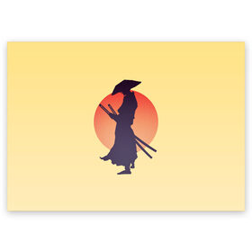 Поздравительная открытка с принтом Ронин в Белгороде, 100% бумага | плотность бумаги 280 г/м2, матовая, на обратной стороне линовка и место для марки
 | Тематика изображения на принте: bushido | japan | japanes | katana | ronin | samurai | sword | бусидо | воин | восходящее солнце | катана | кимоно | меч | мечник | рассвет | ронин | самурай | самурайский | силуэт | силуэт воина | солнце | якудза | японец