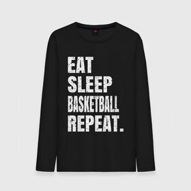 Мужской лонгслив хлопок с принтом EAT SLEEP BASKETBALL REPEAT в Белгороде, 100% хлопок |  | basketball | bulls.miami | cavaliers | chicago | cleveland | clippers | eat | lakers | los angeles | nba | repeat | sleep | sport | sports | баскетбол | нба | спорт