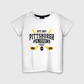 Детская футболка хлопок с принтом Питтсбург Пингвинз в Белгороде, 100% хлопок | круглый вырез горловины, полуприлегающий силуэт, длина до линии бедер | hockey | nhl | penguins | pittsburg | pittsburgh | pittsburgh penguins | usa | нхл | пингвинз | питтсбург | питтсбург пингвинз | спорт | сша | хоккей | шайба