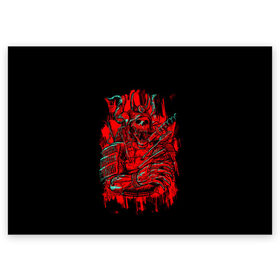 Поздравительная открытка с принтом Death Samurai в Белгороде, 100% бумага | плотность бумаги 280 г/м2, матовая, на обратной стороне линовка и место для марки
 | Тематика изображения на принте: 2077 | art | blood | cyber | cyberpunk | dead | death | demon | japan | mask | ninja | oni | samurai | shadow | shogun | tokyo | warior | арт | воин | война | демон | катана | кибер | киберпанк | кровь | маска | мертвый | ниндзя | путь | самурай