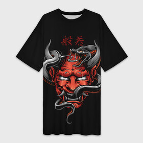 Платье-футболка 3D с принтом Хання в Белгороде,  |  | 2077 | art | blood | cyber | cyberpunk | dead | death | demon | japan | mask | ninja | oni | samurai | shadow | shogun | tokyo | warior | арт | воин | война | демон | катана | кибер | киберпанк | кровь | маска | мертвый | ниндзя | путь | самурай