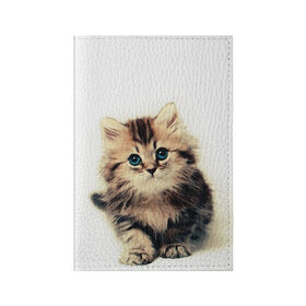 Обложка для паспорта матовая кожа с принтом катёнок в Белгороде, натуральная матовая кожа | размер 19,3 х 13,7 см; прозрачные пластиковые крепления | Тематика изображения на принте: cute kitten | kitten | котёнок | красивый котёнок | милый котёнок