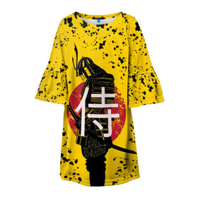 Детское платье 3D с принтом ? (Самурай) в Белгороде, 100% полиэстер | прямой силуэт, чуть расширенный к низу. Круглая горловина, на рукавах — воланы | katana | no heaven for samurai | red sun | samurai | samurai lettering | samurai print | samurai sweats | samurai t shirt | sun | катана | красное солнце | надпись самурай | нет рая для самурая | принт самурай | самурай | солнце | толстовка самурай | футб