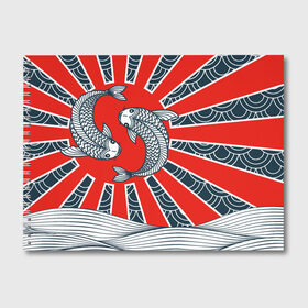 Альбом для рисования с принтом Карпы Кои в Белгороде, 100% бумага
 | матовая бумага, плотность 200 мг. | Тематика изображения на принте: бамбук | инь янь | карп | кои | рыба | узор | япония