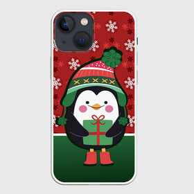 Чехол для iPhone 13 mini с принтом Пингвин. Новый год в Белгороде,  |  | зима | новый год | паттерн | пингвин | подарок | праздник | снежинки