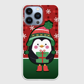 Чехол для iPhone 13 Pro с принтом Пингвин. Новый год в Белгороде,  |  | зима | новый год | паттерн | пингвин | подарок | праздник | снежинки