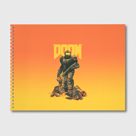 Альбом для рисования с принтом Doom в Белгороде, 100% бумага
 | матовая бумага, плотность 200 мг. | doom | doom eternal | fps | game | games | hell | shooter | shotgun | ад | дробовик | дум | думгай | игра | игры