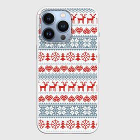 Чехол для iPhone 13 Pro с принтом Новогодний пиксельный узор в Белгороде,  |  | christmas | deer | hearts | new year | pattern | pixels | snowflakes | trees | елки | новый год | олени | пиксели | рождество | сердечки | снежинки | узор