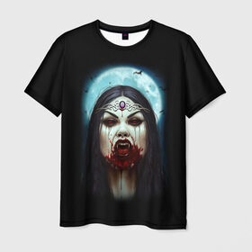 Мужская футболка 3D с принтом Королева Вампиров в Белгороде, 100% полиэфир | прямой крой, круглый вырез горловины, длина до линии бедер | 666 | blood | dracula | horror | inside | queen | scream | vampire | вампир | внутри | дракула | древний | королева | крик | кровь | луна | полнолуние | ужасы | хоррор