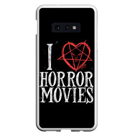 Чехол для Samsung S10E с принтом I Love Horror Movies в Белгороде, Силикон | Область печати: задняя сторона чехла, без боковых панелей | Тематика изображения на принте: 666 | blood | dracula | horror | i | inside | love | movies | pentagram | scream | vampire | вампир | внутри | дракула | древний | крик | кровь | люблю | пентаграмма | ужасы | фильмы | хоррор | я