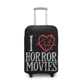 Чехол для чемодана 3D с принтом I Love Horror Movies в Белгороде, 86% полиэфир, 14% спандекс | двустороннее нанесение принта, прорези для ручек и колес | 666 | blood | dracula | horror | i | inside | love | movies | pentagram | scream | vampire | вампир | внутри | дракула | древний | крик | кровь | люблю | пентаграмма | ужасы | фильмы | хоррор | я