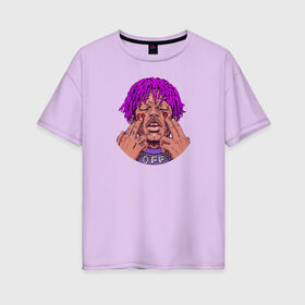 Женская футболка хлопок Oversize с принтом Lil Uzi Vert в Белгороде, 100% хлопок | свободный крой, круглый ворот, спущенный рукав, длина до линии бедер
 | lil | luv | music | off | верт | лил | музыка | реп | рэп | узи | фиолетовый