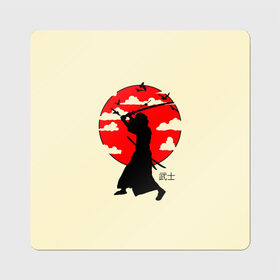 Магнит виниловый Квадрат с принтом Japan samurai в Белгороде, полимерный материал с магнитным слоем | размер 9*9 см, закругленные углы | Тематика изображения на принте: boy | japan style | japanese aesthetics | ninja | samurai | воин | иероглифы | катана | красная луна | меч | ниндзя | рыцарь | самурай | солдат | харакири | черный самурай | япония | японская анимация | японская эстетика