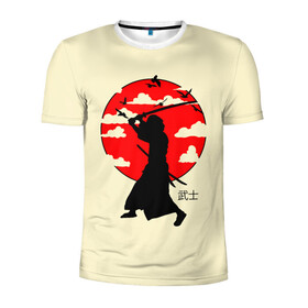 Мужская футболка 3D спортивная с принтом Japan samurai в Белгороде, 100% полиэстер с улучшенными характеристиками | приталенный силуэт, круглая горловина, широкие плечи, сужается к линии бедра | boy | japan style | japanese aesthetics | ninja | samurai | воин | иероглифы | катана | красная луна | меч | ниндзя | рыцарь | самурай | солдат | харакири | черный самурай | япония | японская анимация | японская эстетика