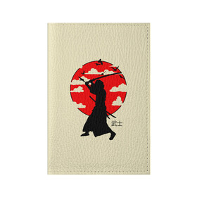 Обложка для паспорта матовая кожа с принтом Japan samurai в Белгороде, натуральная матовая кожа | размер 19,3 х 13,7 см; прозрачные пластиковые крепления | Тематика изображения на принте: boy | japan style | japanese aesthetics | ninja | samurai | воин | иероглифы | катана | красная луна | меч | ниндзя | рыцарь | самурай | солдат | харакири | черный самурай | япония | японская анимация | японская эстетика