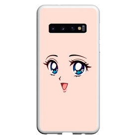 Чехол для Samsung Galaxy S10 с принтом Happy anime face в Белгороде, Силикон | Область печати: задняя сторона чехла, без боковых панелей | angry | anime | art | big | eyes | face | girl | kawaii | manga | style | аниме | арт | глаза | девушка | кавай | лицо | манга