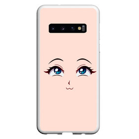 Чехол для Samsung Galaxy S10 с принтом Happy anime face в Белгороде, Силикон | Область печати: задняя сторона чехла, без боковых панелей | angry | anime | art | big | eyes | face | girl | kawaii | manga | style | аниме | арт | глаза | девушка | кавай | лицо | манга