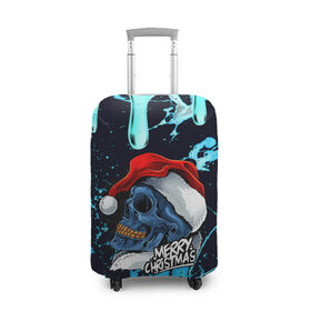 Чехол для чемодана 3D с принтом Счастливого Страждества в Белгороде, 86% полиэфир, 14% спандекс | двустороннее нанесение принта, прорези для ручек и колес | 2021 | blood | bloody | christmas | creepy | halloween | marry | merry | neon | skull | год | кости | краска | кровавый | кровь | неон | новый | праздник | рождество | скелет | ужас | ужасы | хоррор | хоррор мерч | череп