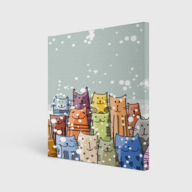 Холст квадратный с принтом Котики в Белгороде, 100% ПВХ |  | 2020 | background | holiday | new year | rat | гирлянда | елка | елочки | зима | новый год | праздник | рождество | синий | снег | снежинки | текстура | фон