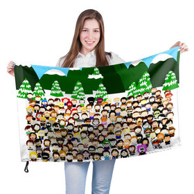 Флаг 3D с принтом Южный Парк / South Park . в Белгороде, 100% полиэстер | плотность ткани — 95 г/м2, размер — 67 х 109 см. Принт наносится с одной стороны | south park | ubisoft | woodland critter christmas | кенни | мультсериал | стэн | южный парк