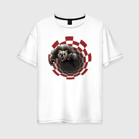 Женская футболка хлопок Oversize с принтом Гризли в Белгороде, 100% хлопок | свободный крой, круглый ворот, спущенный рукав, длина до линии бедер
 | art | абстракция | арт | графика | медведь