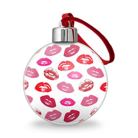 Ёлочный шар с принтом Губы в Белгороде, Пластик | Диаметр: 77 мм | арт | бардовый | губы | косметика | красный | помада | поцелуи | поцелуй | рисунок | розовый