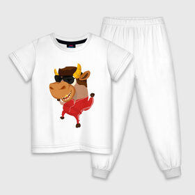 Детская пижама хлопок с принтом Бычара 2021 в Белгороде, 100% хлопок |  брюки и футболка прямого кроя, без карманов, на брюках мягкая резинка на поясе и по низу штанин
 | 
