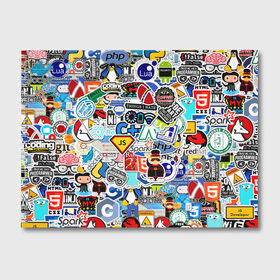 Альбом для рисования с принтом Programming stickers в Белгороде, 100% бумага
 | матовая бумага, плотность 200 мг. | css | it | linux | programming | wi fi | код | компьютер | линукс | программирование | профессия | стикер бомбинг