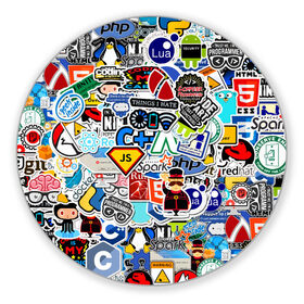 Коврик для мышки круглый с принтом Programming stickers в Белгороде, резина и полиэстер | круглая форма, изображение наносится на всю лицевую часть | css | it | linux | programming | wi fi | код | компьютер | линукс | программирование | профессия | стикер бомбинг