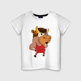 Детская футболка хлопок с принтом Год быка 2021 в Белгороде, 100% хлопок | круглый вырез горловины, полуприлегающий силуэт, длина до линии бедер | 