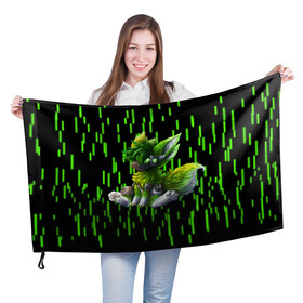 Флаг 3D с принтом Protogen music в Белгороде, 100% полиэстер | плотность ткани — 95 г/м2, размер — 67 х 109 см. Принт наносится с одной стороны | cute | furry | green | love | music