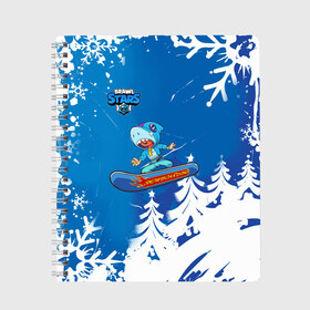 Тетрадь с принтом Brawl Stars (Snowboarding) в Белгороде, 100% бумага | 48 листов, плотность листов — 60 г/м2, плотность картонной обложки — 250 г/м2. Листы скреплены сбоку удобной пружинной спиралью. Уголки страниц и обложки скругленные. Цвет линий — светло-серый
 | brawl | break dance | leon | moba | skateboard | stars | supercell | surfing | игра | коллаборация | коллаж | колоборация | паттерн
