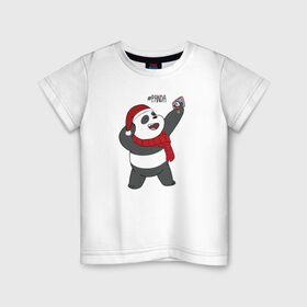 Детская футболка хлопок с принтом Panda в Белгороде, 100% хлопок | круглый вырез горловины, полуприлегающий силуэт, длина до линии бедер | cartoon network | panda | vdkimel | we bare bears | вся правда о медведях | панда