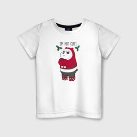 Детская футболка хлопок с принтом Im not cute! в Белгороде, 100% хлопок | круглый вырез горловины, полуприлегающий силуэт, длина до линии бедер | cartoon network | panda | vdkimel | we bare bears | вся правда о медведях | панда