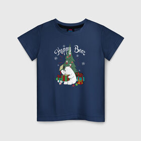 Детская футболка хлопок с принтом Happy Bear в Белгороде, 100% хлопок | круглый вырез горловины, полуприлегающий силуэт, длина до линии бедер | cartoon network | icebear | vdkimel | we bare bears | белый | вся правда о медведях