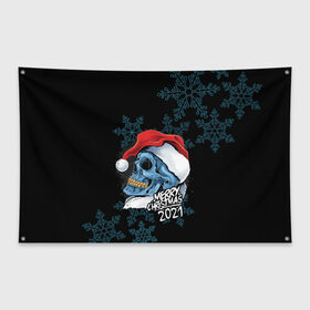 Флаг-баннер с принтом Bad Santa Claus в Белгороде, 100% полиэстер | размер 67 х 109 см, плотность ткани — 95 г/м2; по краям флага есть четыре люверса для крепления | 2021 | angel | bad santa | christ | christmas | holidays | jesus | new year | santa | santa claus | set | skull | snow | snowflakes | weekend