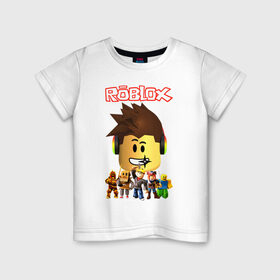 Детская футболка хлопок с принтом ROBLOX в Белгороде, 100% хлопок | круглый вырез горловины, полуприлегающий силуэт, длина до линии бедер | piggy | roblox | roblox games | roblox piggy | игра роблокс | пигги. | роблокс | роблокс пигги | робукс