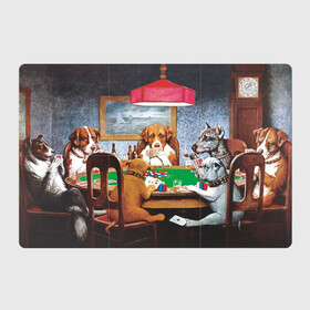 Магнитный плакат 3Х2 с принтом Собаки играют в покер в Белгороде, Полимерный материал с магнитным слоем | 6 деталей размером 9*9 см | Тематика изображения на принте: a friend in need | art | artist | bets | buldog | cards | chips | dogs | gambling | games | memes | picture | poker | азартные игры | бульдог | друг познается в беде | искусство | картина | карты | мемы | покер | сенбернар | собаки | собачки | ставки
