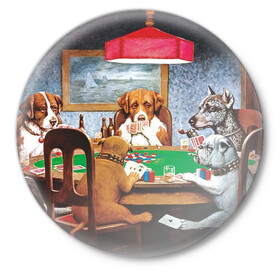Значок с принтом Собаки играют в покер в Белгороде,  металл | круглая форма, металлическая застежка в виде булавки | a friend in need | art | artist | bets | buldog | cards | chips | dogs | gambling | games | memes | picture | poker | азартные игры | бульдог | друг познается в беде | искусство | картина | карты | мемы | покер | сенбернар | собаки | собачки | ставки