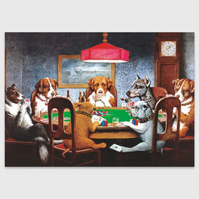 Поздравительная открытка с принтом Собаки играют в покер в Белгороде, 100% бумага | плотность бумаги 280 г/м2, матовая, на обратной стороне линовка и место для марки
 | a friend in need | art | artist | bets | buldog | cards | chips | dogs | gambling | games | memes | picture | poker | азартные игры | бульдог | друг познается в беде | искусство | картина | карты | мемы | покер | сенбернар | собаки | собачки | ставки