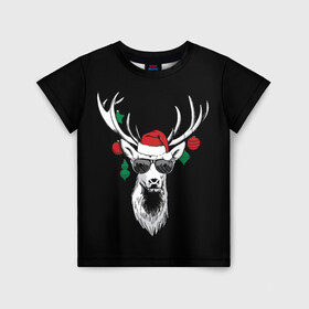 Детская футболка 3D с принтом Рождественский Олень в Белгороде, 100% гипоаллергенный полиэфир | прямой крой, круглый вырез горловины, длина до линии бедер, чуть спущенное плечо, ткань немного тянется | 2021 | 21 | 2k21 | 2к21 | chrystmas | deer | marry | new | santa | snow | xmas | year | год | годом | дед | елка | елки | клаус | лес | мороз | настроение | новогоднее | новогоднему | новый | новым | олень | по | рождество | с | санта | снег