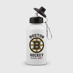 Бутылка спортивная с принтом BOSTON BRUINS NHL в Белгороде, металл | емкость — 500 мл, в комплекте две пластиковые крышки и карабин для крепления | Тематика изображения на принте: black | boston | bruins | hockey | ice | logo | nhl | sport | usa | бостон | брюинз | кубок | логотип | нхл | спорт | стэнли | хоккей